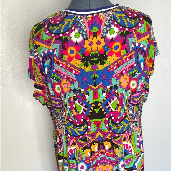 Johnny Was Janie Favorite Tiered Tea Length Dress Colorful V-Neck Dress - Picture 6 of 9